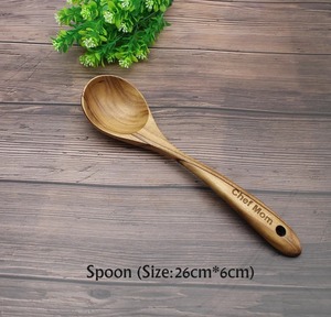 Long Handle Wooden Spoon Handmade with Premium Wood Rustic Smooth Finish Kitchen Utensil for Stirring and Mixing 6 pcs set - Product Image 2