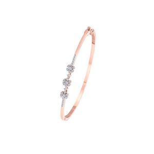 Rose Gold Lab Grown Diamond Floral Cluster Open <b>Bangle</b> <b>Bracelet</b> - Product Image 1