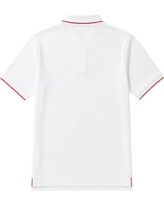 เสื้อโปโลชายสีขาวและสีแดงแบบกำหนดเอง แขนสั้น สวมใส่สบาย เหมาะสำหรับกอล์ฟ ระบายอากาศได้ดี เสื้อกีฬาโพลีเอสเตอร์คุณภาพพรีเมียมสำหรับฤดูร้อน - Product Image 2