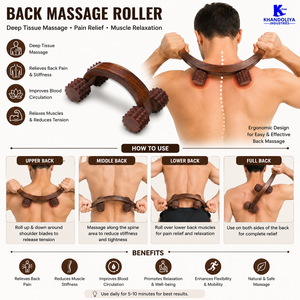 Rouleau de massage lombaire en bois K Star Spine Roller, incurvé, à grandes pointes, pour l'acupression du dos et du rachis, soulagement profond de la douleur et gestion du stress - Product Image 4