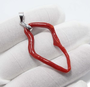 Colgante de rama de coral rojo italiano de plata de ley 925, colgante de barra de coral del Mar Mediterráneo, coral rojo natural - Product Image 2