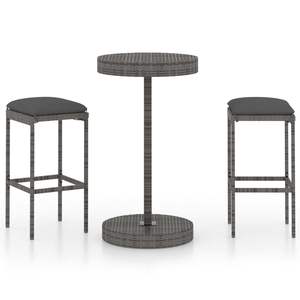 Ensemble de bar de jardin en rotin PE gris, résistant et de taille moyenne, collection de mobilier de jardin durable - Product Image 2