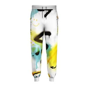 Men's Casual Straight Mid Elastic Waist Sublimation Printed Heavyweight Polyester Sweatpants Joggers with <b>Light</b> Wash - Product Image 5