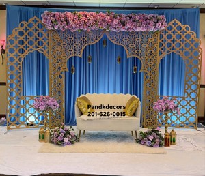 Premium Gold Finish Moroccan style Stage <b>Panels</b> At Factory Prices Islamic Wedding Geometric Pattern Laser Cut Backdrop <b>Screen</b> - Product Image 3