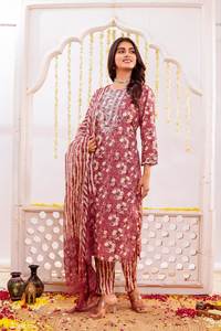 Costume en coton Satrangi Designer Mal avec poche latérale – Léger et respirant, collection ethnique 3 pièces - Product Image 3