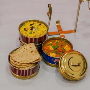 กล่องข้าวเหล็ก 3 ชั้น สไตล์วินเทจ แบบขายส่ง ดีไซน์ทำมือ กล่องข้าวสแตนเลสแบบหลายชั้น - Product Image 4