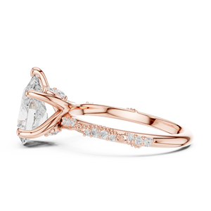 Anillo de Compromiso de Oro Sólido de 14K con Diamante Cultivado en Laboratorio con Corte Pera y Diamantes Laterales con Claridad VVS1, Regalo de Boda - Product Image 6
