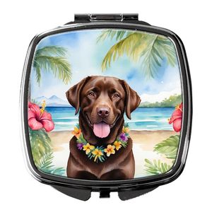 Espejo de maquillaje de mano plegable compacto Luau Labrador Retriever de Chocolate para mujer, espejo de maquillaje de bolsillo decorativo de viaje, regalo - Product Image 1