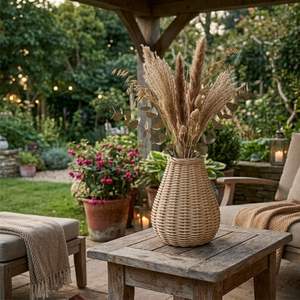 Cesta redonda de ratán, florero artesanal, 6 piezas - Product Image 3