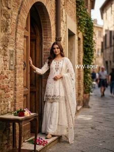 Launching New Design Trending Satin Silk Top Palazzo dupatta Reddy To Wear Look Designs - Product Image 4