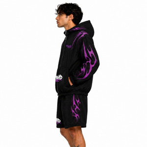 Trendy Custom Men's Printed Nylon Windbreaker Shorts Tracksuit Hooded <b>Jacket</b> Streetwear Two Piece Embroidery Patch Nylon Hoodies - Product Image 5