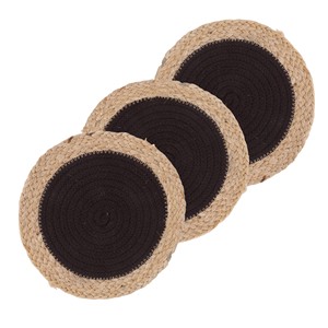 Aqdus Saleem - Posavasos Redondos Bohemios de Madera de Mango Ecológica con Espiral de Yute - Posavasos Rústicos al por Mayor - Product Image 4
