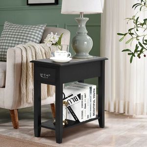2-Tier Narrow Nightstand/End Bedside <b>Sofa</b> <b>Side</b> <b>Table</b> Living Room Furniture - Product Image 4