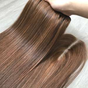 100% Virgen cruda vietnamita pelo trama hueso recto Color marrón suave sedoso HD encaje Super Calidad entrega rápida extensiones humanas - Product Image 1