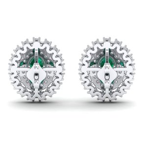 REYES Luxury 14K Solid Gold IGI Certified Diamond Screw <b>Back</b> Stud <b>Earrings</b> Oval Cut 0.86 Carat Emerald Gemstone Fine Jewelry - Product Image 4