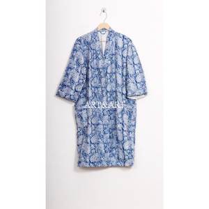 Robe de nuit Kantha élégante faite à la main pour l'été et l'automne, imprimé floral, kimono japonais, bohème, multicolore, décontractée, 100% coton - Product Image 1