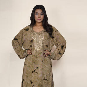 Elegante Jalabiya BSY con Bordado en el Cuello, Kaftán Árabe de Lujo, Vestido Abaya para Mujer, Modesto, Islámico, Ramadán, ODM, Largo hasta el Suelo - Product Image 3