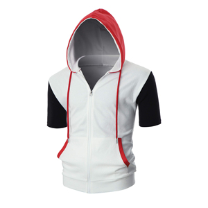 เสื้อฮู้ดแขนสั้นสำหรับผู้ชายมีซิป เหมาะสำหรับการไปเที่ยวชายหาดและวันหยุดฤดูร้อน น้ำหนักเบา สวมใส่ง่าย เสื้อฤดูร้อน - Product Image 3