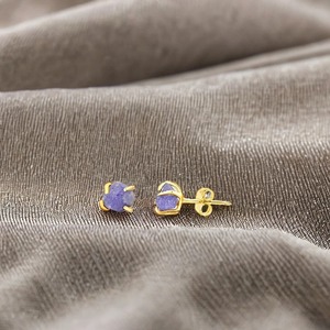 Handmade Raw Tanzanite 5-7mm 925 <b>Sterling</b> <b>Silver</b> <b>Stud</b> Earrings Classic Gold Plating Classic Style Jewelry for Gift - Product Image 3