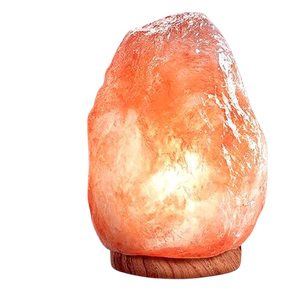 Lámpara de Sal Rosa del Himalaya Tallada a Mano con Base de Madera Natural, Ecológica, de Forma Geométrica para Purificación del Aire en el Hogar, Pakistán - Product Image 6