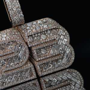 Pendentif personnalisé en argent sterling plaqué or rose, largeur 2 pouces, motif mosaïque 3D fantaisie, serti de moissanite VVS1, tendance - Product Image 6