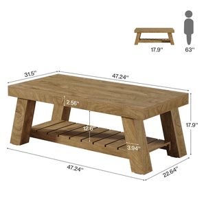 Tavolino da Caffè Rettangolare con Spazio di Archiviazione per Uso Centrale - Product Image 5