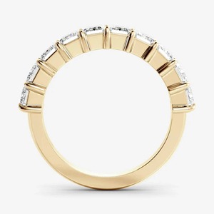 2CT Emerald Cut Lab Grown Diamond <b>Ring</b> 14k Solid Yellow Gold Half Eternity Wedding Band <b>Stacking</b> Matching Bridal Jewelry - Product Image 2
