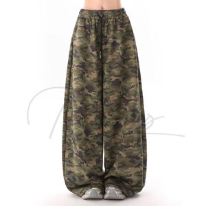 2026 Latest Design Women's High Quality Cotton French Terry Street Wear Loose Jogger Camo Sweatpants with Straight <b>Trousers</b> - Product Image 1