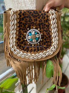 Bolsos con flecos de alta calidad de piel de vaca auténtica de estilo occidental, bolso bandolera de cuero elegante, bolsos bohemios, bolso Vintage elegante gitano - Product Image 5