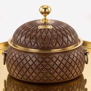 Cazuela Aislada de Lujo con Acabado Dorado y Tapa Abombada en Relieve, Olla de Acero Inoxidable para Mantener la Comida Caliente, para Buffet de Hotel - Product Image 6