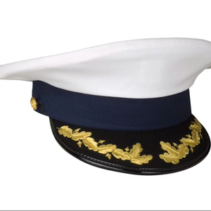 Premium Untrimmed Dress Cap White Crown with hand embroidered Visor, Strap Fittings and High Quality Structured Design - Product Image 1
