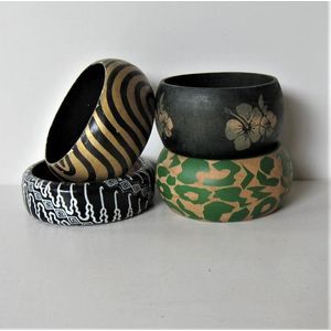Traditional Hand Painted <b>Wooden</b> <b>Bangles</b> Set for Women Ethnic Jewelry Cultural Fashion Accessories Made From Bamboo Wood Crafts - Product Image 6