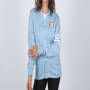 New Year Cardigan Sweater Women's Cashmere V-neck Women's Jacket Fashion Women's LIGHT BLUE/WHITE SWEATER - Product Image 2