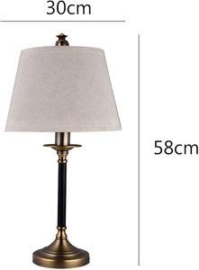 Modern Brass Table Lamp Fabric <b>Drum</b> <b>Shade</b> Warm <b>Light</b> Bedside Desk Lamp Home Decor - Product Image 2