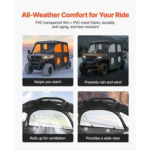 ชุดปิดห้องโดยสารแบบกันลมพร้อมประตูด้านบนแบบนุ่ม สำหรับรถ UTV รุ่น Can-Am Maverick X3 2 ที่นั่ง ปี 2017-2025 พร้อมซิปอัพเกรด - Product Image 3