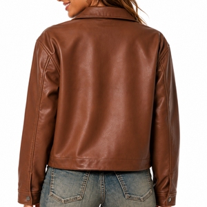 Premium Women <b>Leather</b> <b>Jacket</b> Stylish Soft Durable Classic Button Front Closure Soft Smooth Comfortable Material For Women Wear - Product Image 2