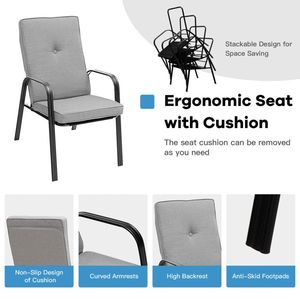 Ensemble de 4 chaises de salle à manger pour patio avec coussins à dossier haut et design empilable - Product Image 4