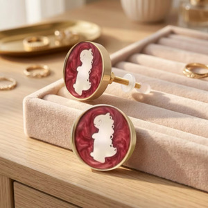 Round Brass Furniture <b>Knob</b> with Red Resin Baby Dinosaur Design Modern Eco-Friendly Durable Drawer <b>Dresser</b> Cabinet Handle - Product Image 1