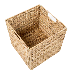 ISLA Lot de 4 paniers de rangement pliables en jacinthe de Brésil avec poignées découpées, en osier tressé à la main, bacs de rangement pliables, vente en gros OEM - Product Image 5