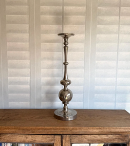 Candelabro de Níquel Vintage, Portavelas de Metal Antiguo, Decoración del Hogar, Estilo Rústico, Portavelas Individual - Product Image 1