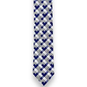 Premium Blue White Checkered <b>Tie</b> for Men Stylish Geometric Necktie | Formal Business Wedding Party Wear OEM Wholesale India 2026 - Product Image 1