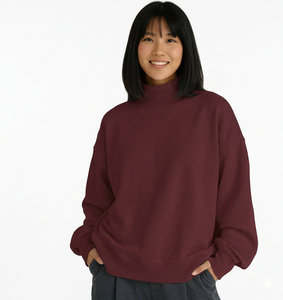 Sweat-shirt polaire à col montant pour femme, confortable, à manches longues, style urbain tendance, toutes saisons, éco-responsable, OEM ODM - Product Image 1