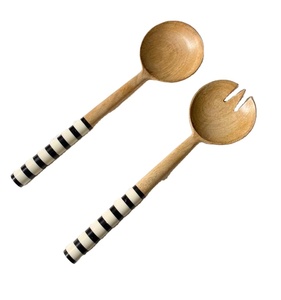 Servidor de ensalada de madera y resina de tamaño personalizado, cubiertos de cocina para mesa, cubiertos de cocina a granel de iones, cuchara de desierto de mesa de diseñador - Product Image 1