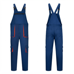<b>Men</b> <b>Work</b> Bib Pant Premium 245 GSM Poly Cotton Twill Fabric Grey Red Utility Bib <b>Overalls</b> Custom Embroidery Print Logo - Product Image 2