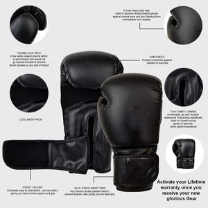 Adult Boxing <b>Gloves</b> Faux Leather Full Finger Velcro Closure Martial Arts Training Gear Black With Color Accents Training <b>Gloves</b> - Product Image 2