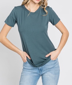 Camisetas de Maternidad de Manga Corta para Mujer, Cuello Redondo, Color Sólido, Lisas, Transpirables, 100% Algodón, Fabricación al por Mayor, OEM, ODM - Product Image 2