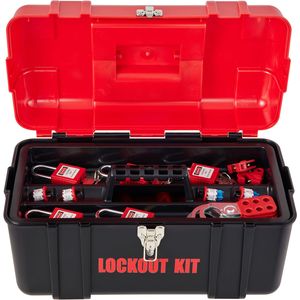 Kit LOTO di Sicurezza Elettrica da 42 Pezzi, Lucchetti, 5 Tipi di Ganci, Etichette, Fascette, Scatola, Attrezzatura di Supporto per Camera Bianca - Product Image 1