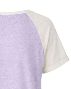 T-shirt personnalisé en coton doux pour femme, col Henley, manches courtes raglan, coupe décontractée et ample, respirant, idéal pour l'été - Product Image 6