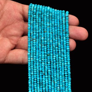 Perles rondes micro-facettées en turquoise naturelle d'Arizona, qualité AAA+, 3 mm-4 mm, pierres semi-précieuses pour la création de bijoux - Product Image 4