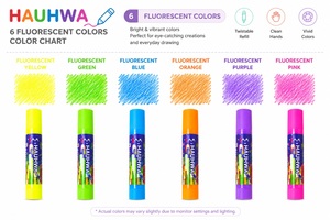 แท่งสีนีออนซิลค์แบบล้างออกได้สำหรับเด็ก ปลอดสารพิษ ละลายน้ำได้ สีพาสเทลออยล์ สีสดใส เหมาะสำหรับงานศิลปะ - Product Image 2